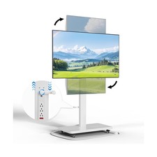 Mobile TV Stand with Power Outlet, Height Adjustable with Handle Stepless Lif...