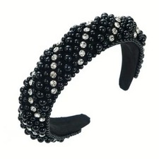 Elegant Black Beaded Headband