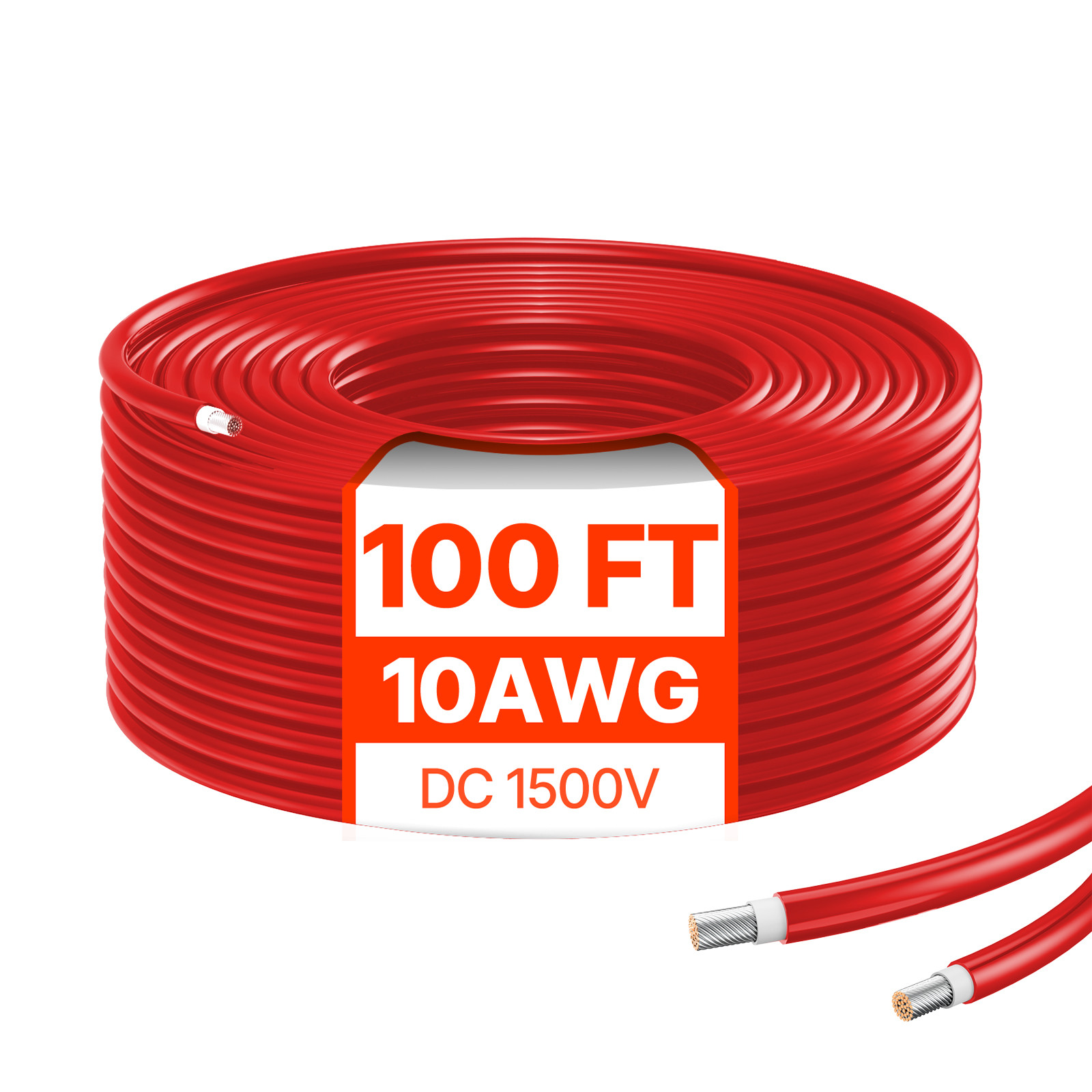100FT Solar Panel Extension Cable 10AWG Waterproof PV 6mm&sup2; Cable Red