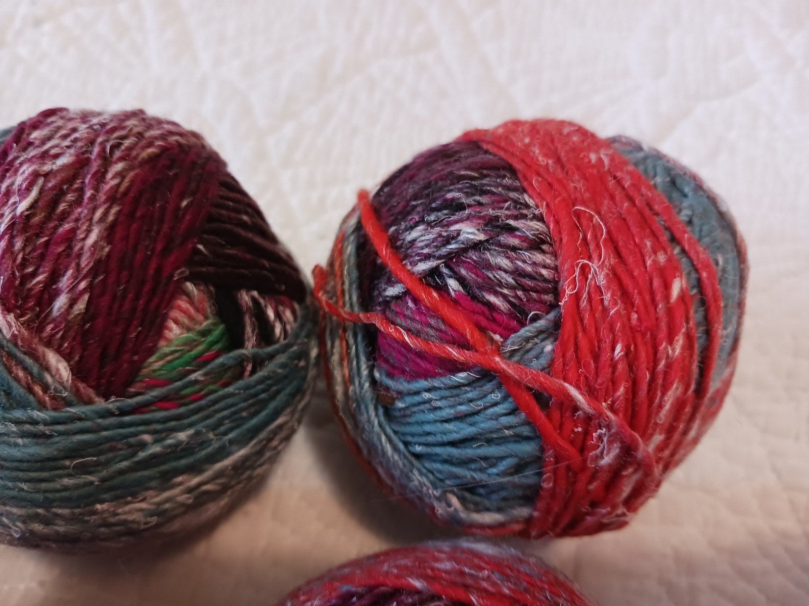 Noro Chirimen Yarn Cotton Silk Wool Self Striping 5 Sks #6 Orange Green Gray 5 S