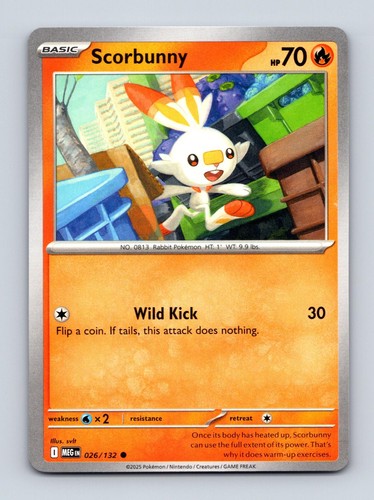 Pokemon Scorbunny 026/132 Mega Evolution Common LP | eBay UK
