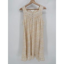 EILEEN WEST Floral Nightgown Lace Trim Square Neck Sleeveless Womens Medium