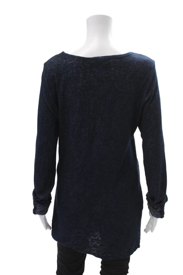 Blusa Velvet Calypso Feminina Texturizada Manga Longa Gola Redonda Básica Azul Tamanho G - Imagem 3 de 4