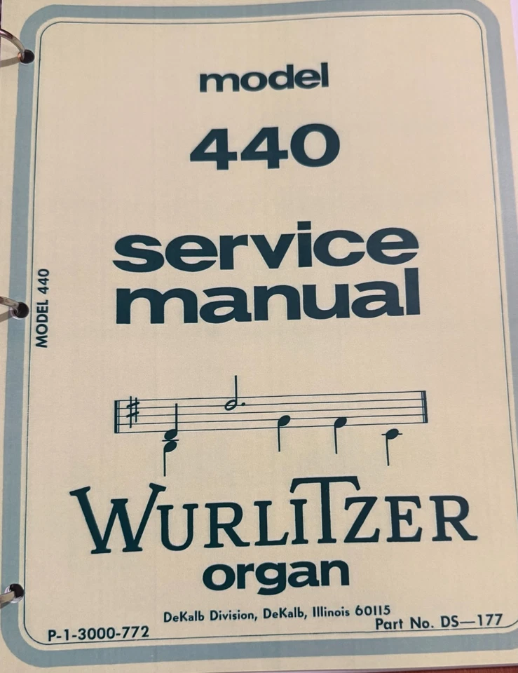 Manual de servicio Wurlitzer Organ Models 440-444, 419/429/430/435/460/465, 440. 445 Foto 2 de 3