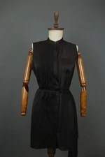 High Use Black Sleeveless Crew Neck Button Front Fit & Flare Dress Size 38