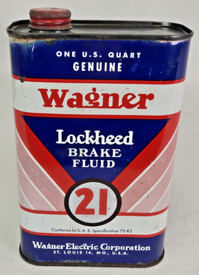 Vintage One Quart Wagner Lockheed Brake Fluid Can 7 1/4'' High Good Condition