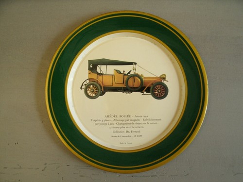 Lot 2 assiette tôle litho publicité automobile ancienne huile SHELL années 1960 - Imagen 3 de 4
