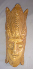ANCIEN BEAU MASQUE DEESSE BOUDDHA CEYLAN KANDY SRI LANKA 1986 EN BOIS EXOTIQUE