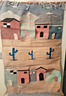 Pastel Southwest Wall Tapestry Woven Hanging Mountain Pueblo Art from Mexico