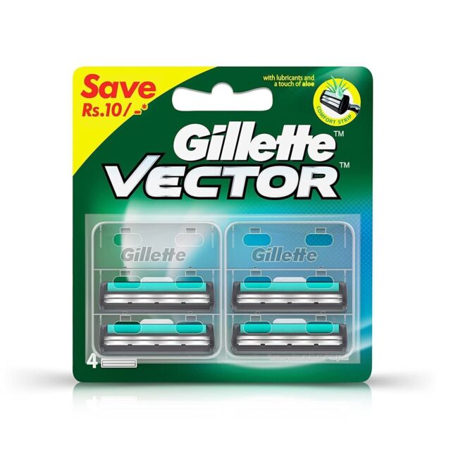 Gillette Vector Plus Manual Shaving Razor Blades (Cartridge) 4s Pack