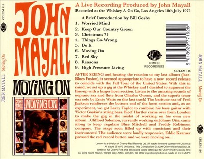 JOHN MAYALL & THE BLUESBREAKERS MOVING ON NEW CD