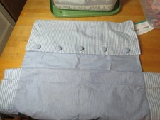 TWO Ethan Allen Pillow Shams Blue Chambray Striped Buttons 1 Standard 1 Euro Vtg