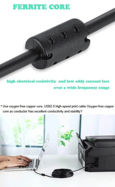 for Printers Scanners USB HUBs High Reliable USB 2.0 Type A Male to B Male Cable - Image 3 of 3