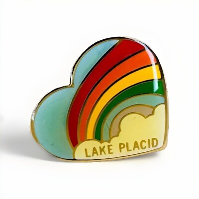 Lake Placid Lapel Hat Pin Rainbow Heart G