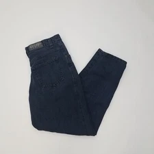 80s Vintage Dark Wash Denim Blue Jeans by Gitano Large Size 10 Ankle Short 31x27