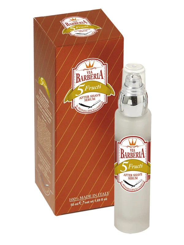 OMEGA - VIA BARBERIA - Siero dopobarba FRUCTI, Idratante e ricompattante 50ml