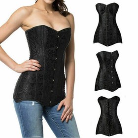 Women Black Steampunk Corset Bustier Gothic Shapewear Plus-Size Lingerie Lace up