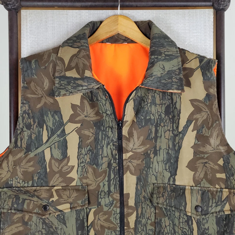 WINCHESTER VTG Size XL Mens Reversible Vest Trebark/Conceal Orange Insulated Zip - Image 2 of 4
