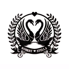 Personalized Black SwanLove Bird Metal Name Sign Garden Home Wall Decorative Art