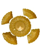 Vintage Rare Retro mustard, Yellow Four chip and dip trays and platter USA 13.5"