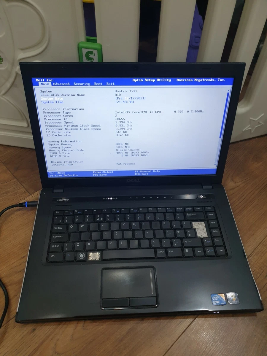 E1584 Dell Vostro 3500 15.6inch Intel Core i3 4gb of ram tested to