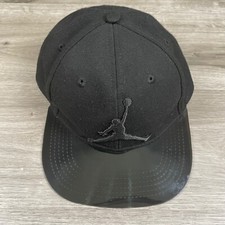 Jordan Hat Cap Snap Back Black Jumpman Plastic Brim Jordan Basketball Logo Youth