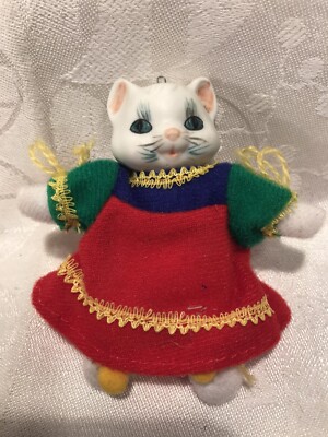 vintage ceramic head kitty cat christmas ornament