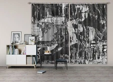 3D Retro Grey Letters ZHUA367 Photo Curtain Window Blockout Fabric Amy 2023