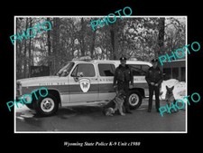 OLD POSTCARD SIZE PHOTO OF WYOMING STATE POLICE K-9 DOG UNIT c1980