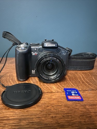 Canon PowerShot S5 IS 8.0MP 12x Optical Zoom Digital Camera Black 8GB SD CARD - Picture 2 of 15