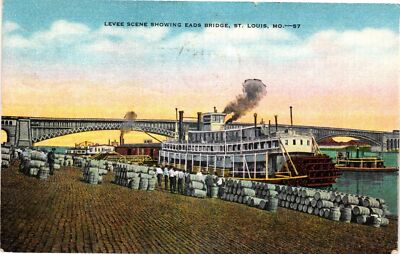 VTG Postcard- 8681. EADS BRIDGE LEVEE STL MO. Posted 1949