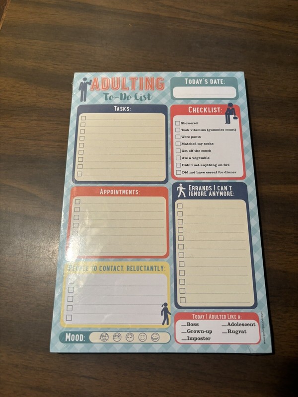 Peter Pauper Press Daily Adulting To-Do Task List Notepad 60 Sheets 6"x9" New