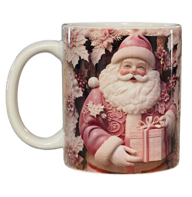 Custom Made 11oz Coffee Mug/Cup~Santa~Flower~Present~Pink~Christmas~Winter  | eBay