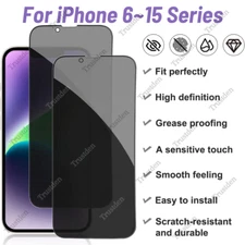 Privacy Screen Protector Tempered Glass Lot For iPhone 15 14 13 12 11 XR X 8 7 6