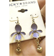 Lucky Brand Flower Fishhook Earrings Purple. ...