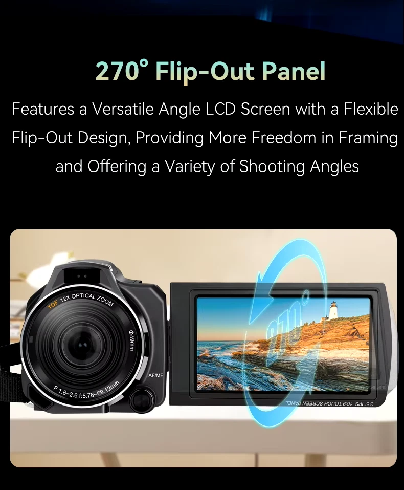 ORDRO XV80 Live Streams Digital Camera Camcorder 4K 12X Optical Zoom 40X Hybrid - Image 3 of 4