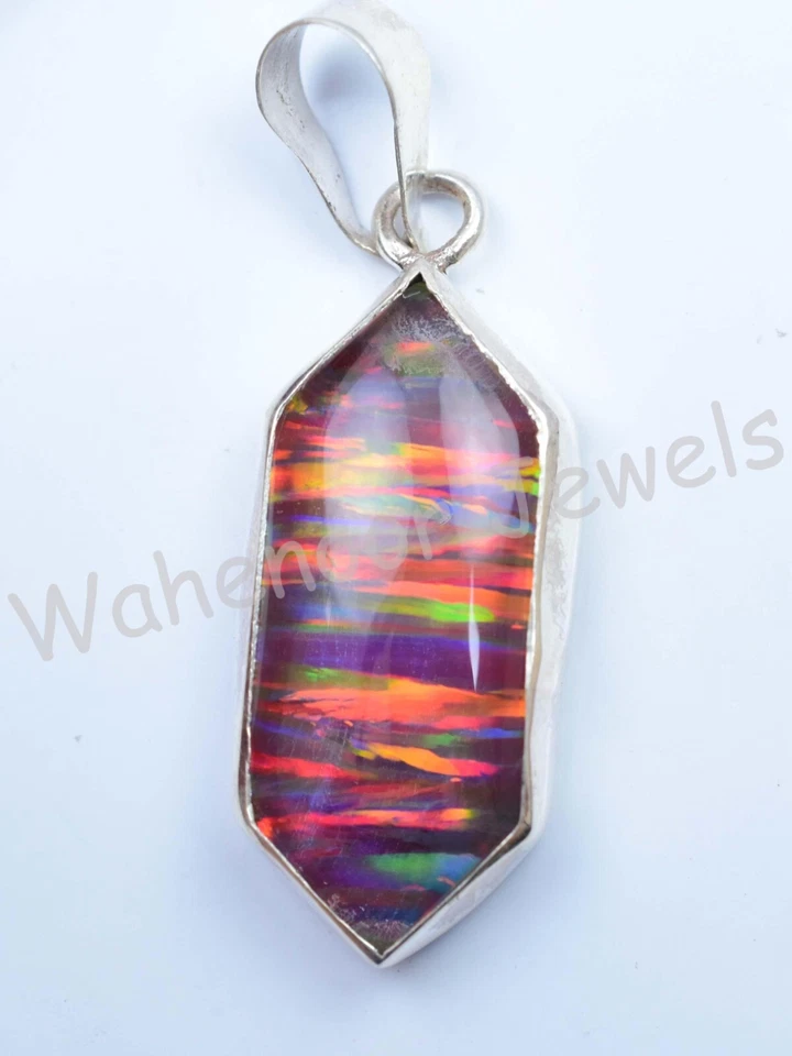 Hermoso colgante de plata de ley 925 de 27,75 quilates de ópalo de fuego certificado Foto 4 de 4