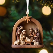 Personalized Nativity Scene Christmas Ornament,Holy Family Ornament, Religious
