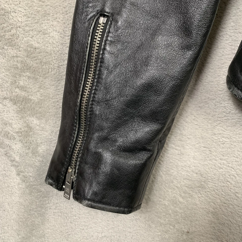 Superdry Chaqueta De Cuero UK 10 Negra Biker Grunge Moto Racer Moto Rocker Foto 4 de 4