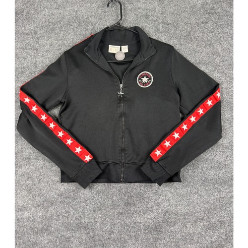 Converse, Converse All Star Womens Star Stripe Track Jacket Black Red Full Zip Large