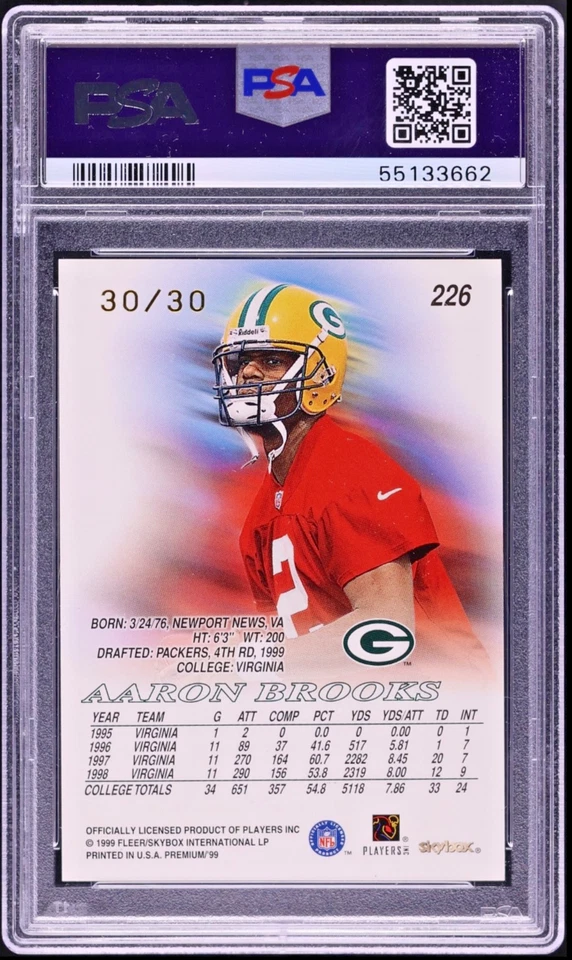 AARON BROOKS 1999 Skybox Premium Shining Star Rubies RC 30/30 PSA 8 (Pop 2) - Image 2 of 2