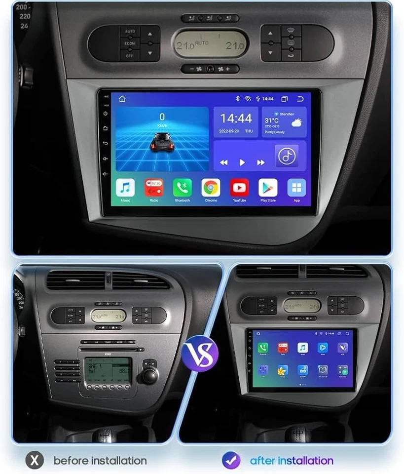 Android 15 Für Seat Leon MK2 1P1 2005-2012 Autoradio GPS NAVI WIFI BT RDS 4+64G - Bild 3 von 4