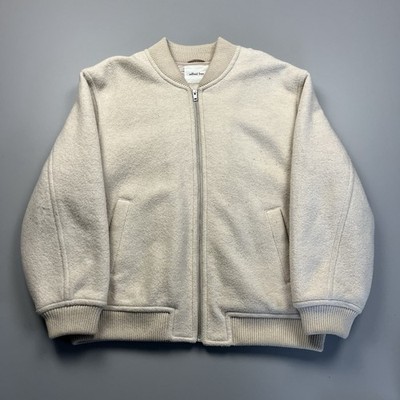 Aritzia Wilfred Free Poussin Bomber Jacket Womens L Cream Sporty Collegiate Snap