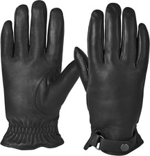 Genuine sheepskin leather men's gloves, winter warm cashmere lined driving motor