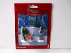 Set of 3 Cobblestone Corners  Winter Village Dog Walker,Sign & Person  figurines