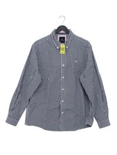 Crew Clothing Men's Shirt L Blue Checkered 100 Cotton Basic