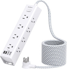 Surge Protector Power Strip - 10 FT Extension Cord with 12 AC Outlets 4 USB Fl
