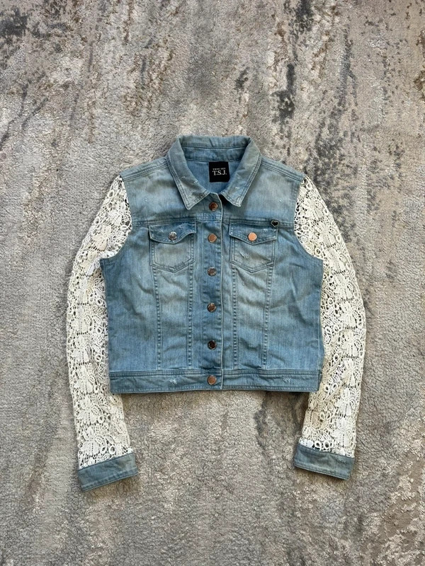 TWINSET Milano Retro crochet Women’s Sleeves Denim Jacket Size M