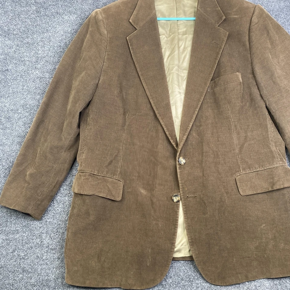 Blazer Vintage Polo University Club Para Hombre Grande Marrón Pana Hecho en EE. UU. Años 80 Foto 2 de 4