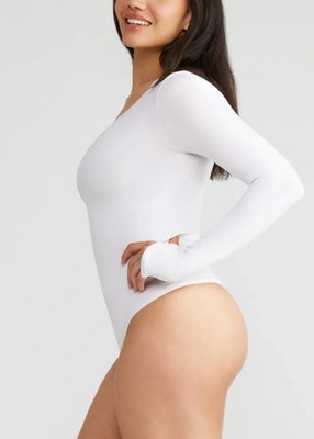 Essentials Size 2X/3X  Tummy Tank TT5-032 Seamless Scoop Neck Bodysuit WHITE